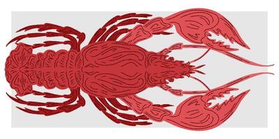 a lobster is shown in red on background vector