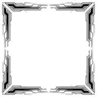 Tech Frame Futuristic Circuitry Border, Geometric , Black and White, Abstract vector