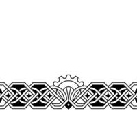 Intricate Geometric Border With Gear Motif, Black and White vector