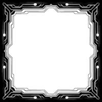 Futuristic Tech Frame Square Border With Illuminated Nodes, Cyberpunk vector