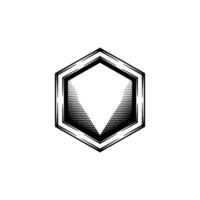 Geometric Hexagon With Gradients, Black and White Emblem, Minimalist vector
