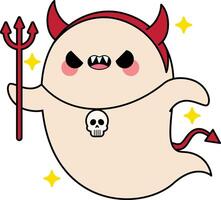 Kawaii Halloween ghost devil character vector