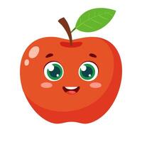 An apple with green eyes and a smile vector