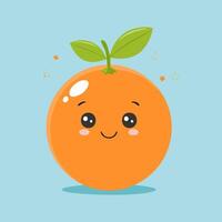 An orange with a green leaf and a smile vector