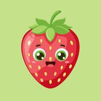 A cartoon strawberry with eyes and a face vector