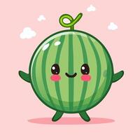A cartoon watermelon character with a smile on its face vector