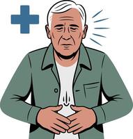 An illustration of an older man with a heart attack vector