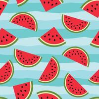 Seamless summer watermelon slices background vector