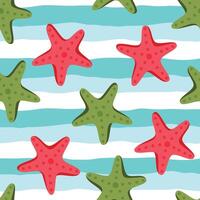 Summer ocean seamless pattern background with starfishes vector