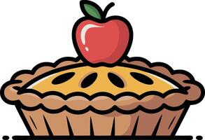 An apple pie with a red apple on top vector