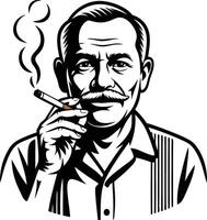 A man with a mustache smoking a cigarette vector