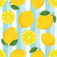 Yellow lemon seamless pattern vector