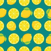 Lemon slice seamless pattern background vector