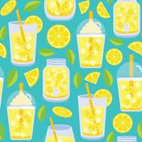 Lemon and lemonade beverage seamless pattern background vector