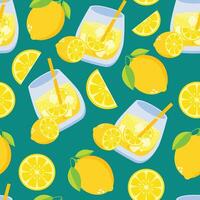 Seamless citrus lemon and lemonade drink pattern background vector