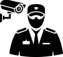 A security guard with a camera on his head vector