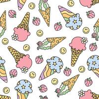 Seamless pattern with summer retro ice cream dessert vector