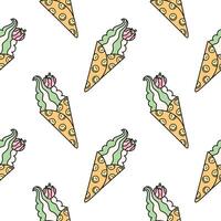 Retro soft ice cream seamless pattern background vector