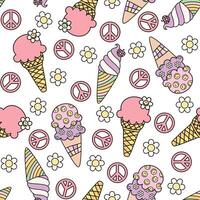 Retro ice cream seamless pattern, summer ice cream background vector