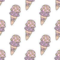 Sweet seamless pattern of retro ice cream on white background vector