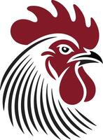 A red and black rooster head on a white background vector