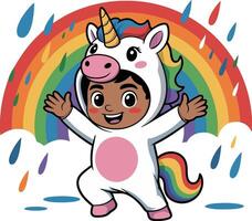 A cartoon character in a unicorn costume vector