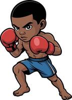 An illustration of a boy in boxing gear vector