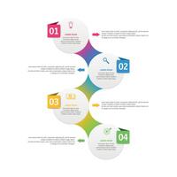 Round infographics template with four options in material design style. It can be used as a chart, numbered banner, presentation, graph, report, web etc. vector