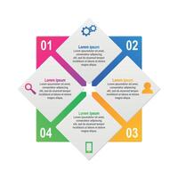 infographics template with four options in material design style. It can be used as a chart, numbered banner, presentation, graph, report, web etc. vector