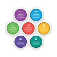 infographics template with six options in material design style. It can be used as a chart, numbered banner, presentation, graph, report, web etc. vector