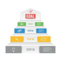 Infographics design template with four options in material design style. It can be used as a chart, numbered banner, presentation, graph, report, web vector
