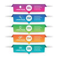 infographics template with five options in material design style. It can be used as a chart, numbered banner, presentation, graph, report, web etc. vector