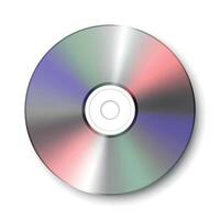Realistic CD or DVD Disc with Rainbow Reflection. Blank Compact Disk Template for Music, Data Storage, Software, Retro Technology. Branding Mockup, Isolated vector