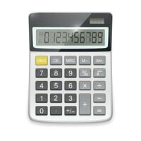 Realistic Calculator Icon with Display. Office Calculator for Finance UI, Education Design. Basic Calculator App Mockup vector