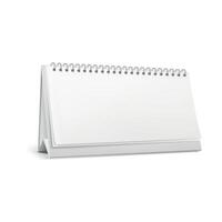 Blank Desk Calendar Mockup with Spiral Binding. Realistic Horizontal Desk Calendar Template for Office Desk Calendar Design, Planning. Custom Calendar Branding vector