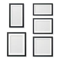 Realistic Photo Frame Mockup Set. Blank Wall Photo Frame Collection - Vertical, Horizontal and Square Formats. Isolated Photo Frame Template for Poster, Print, Art, Interior and Gallery Display vector