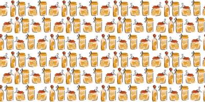 A pattern with many bottles of mustard and mustard vector