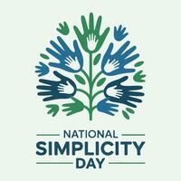 National simplicity day design with hands forming a symbolic tree on a light green background vector