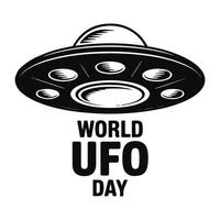 World ufo day graphic featuring a black and white flying saucer on a white background vector