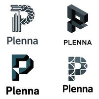 Four modern and creative logo design variations featuring the letter p for a business identity vector