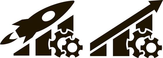 Growing graph set icon isolated Stencil clipart vector