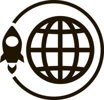 Globe with Spaceship design Global eco of ground World icon vector