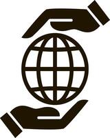 Globe in hands design. Logo global eco of ground. World stencil icon vector