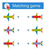 Matching game for kids. Task for the development of attention and logic. illustration of cartoon airplane. vector