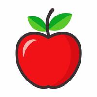 An apple with a leaf on it is shown vector