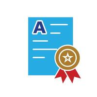 education icon. Achievement Badge. Certificate with ribbon and gold star. smart, learning, clever. Flat design style vector