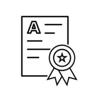 education icon. Achievement Badge. Certificate with ribbon and gold star. smart, learning, clever. Outline design style vector