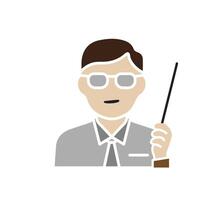 education icon. Teacher. Teacher character with pointer. smart, learning, clever. Flat design style vector