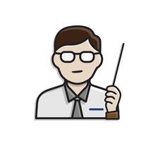 education icon. Teacher. Teacher character with pointer. smart, learning, clever. isometric design style vector