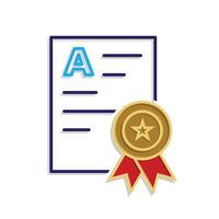 education icon. Achievement Badge. Certificate with ribbon and gold star. smart, learning, clever. Mixed design style vector